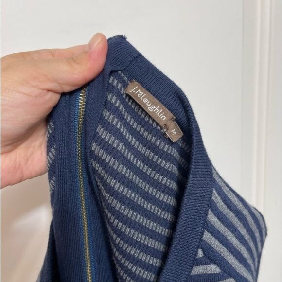 J. McLaughlin Darla Ottoman Striped Sweater Knit Dress in Navy Grey Size M - Picture 7 of 9